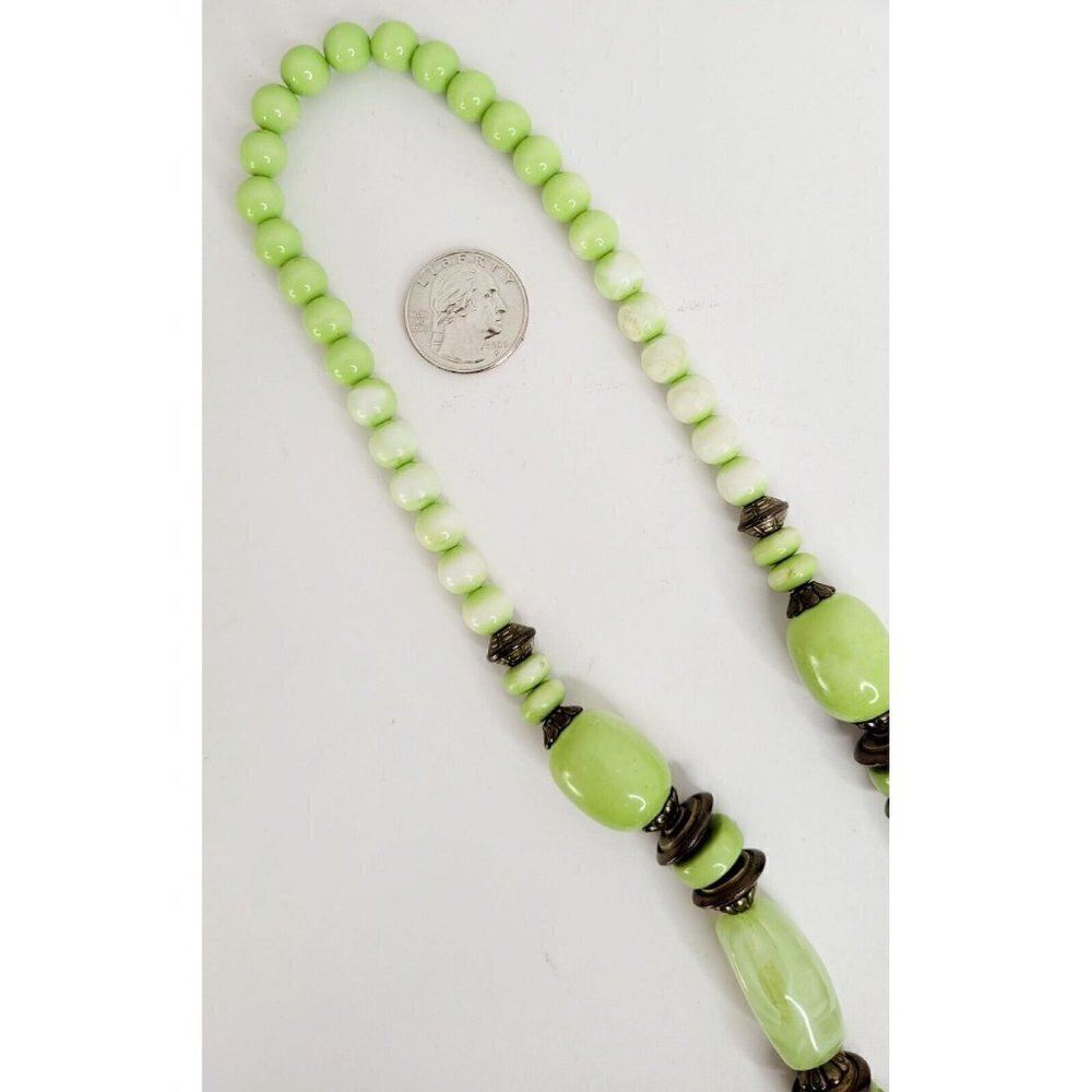 Continuous Statement Multi Strand Beaded Green Ne… - image 8